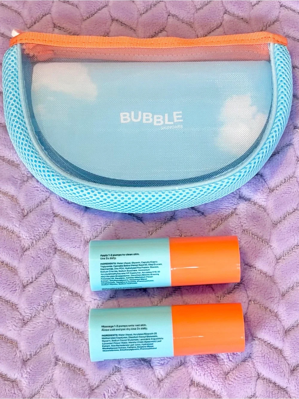 NWT Bubble Skincare Blue & Orange Travel Set